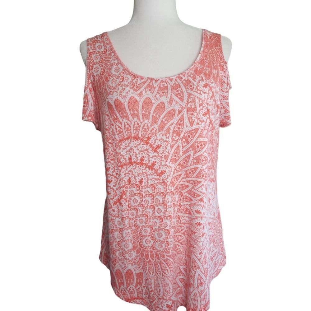 JM Collection Short Sleeve Cold Shoulder Tunic Size Small - Picture 6 of 6